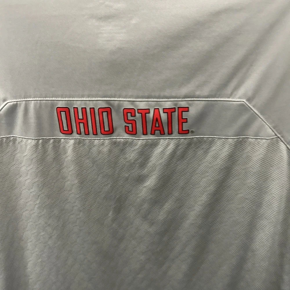 Ohio State Buckeyes Shirt Medium Gray Red‎ Polo Performance Adult Nike Dri Fit